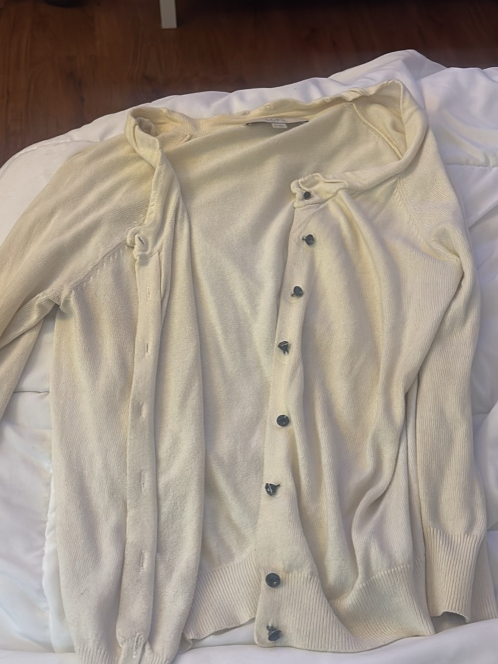LOFT Cream Button-Up Cardigan